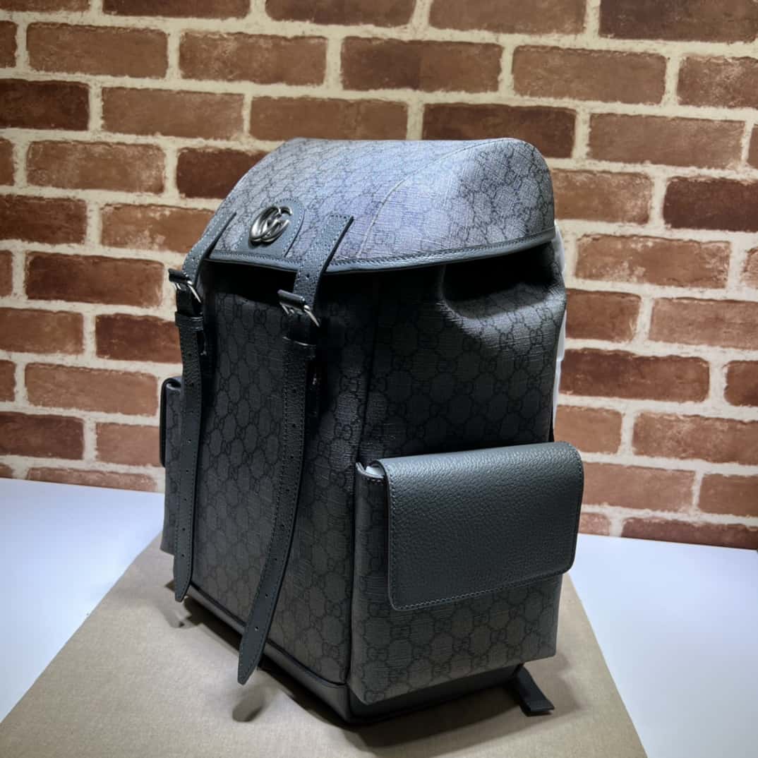 GUCCI古驰Ophidia系列中号GG背包 598140灰PVC/灰皮-高仿包包