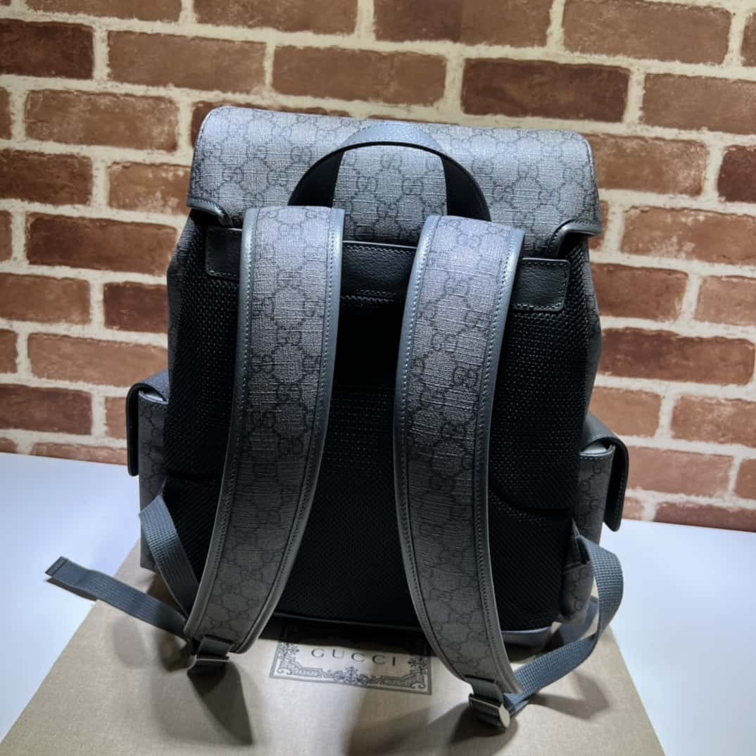 GUCCI古驰Ophidia系列中号GG背包 598140灰PVC/灰皮-高仿包包