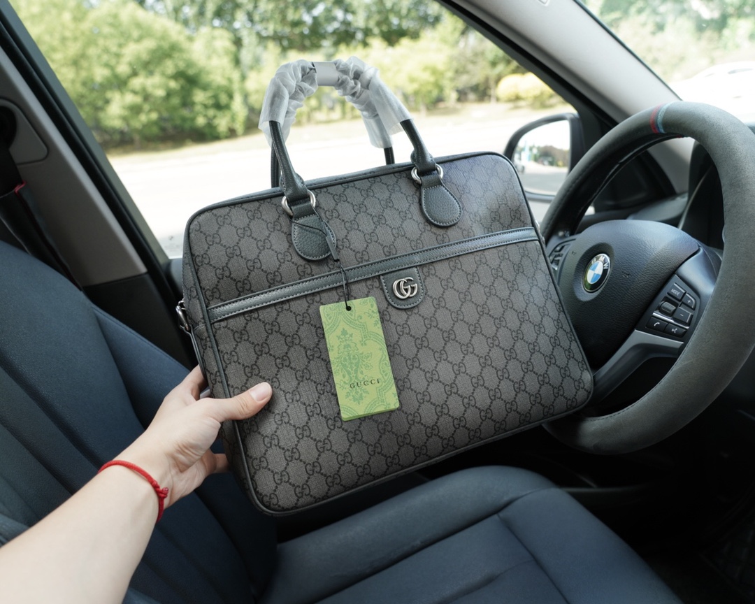 原单小牛皮材质古驰一比一高仿公文包【规格：38x28x7】-高仿包包